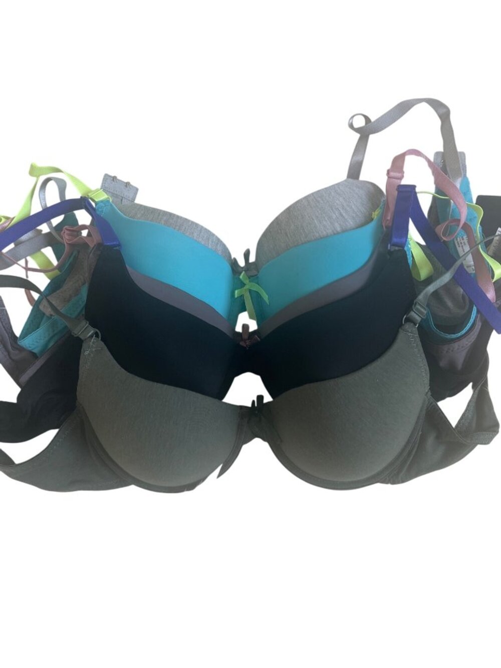 Bundle Of Five Cotton Underwire Bras With Contrast Straps